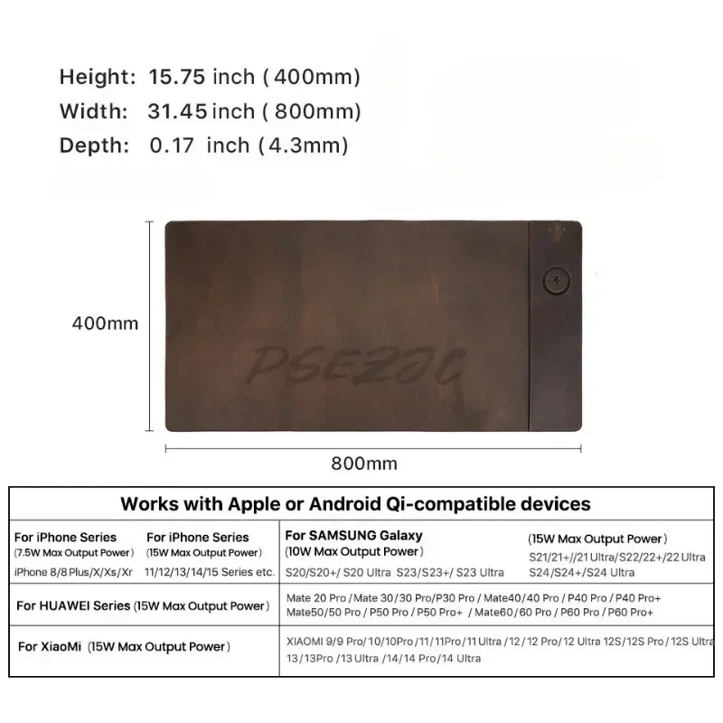 Vintage Cowhide Mouse Pad with – Mouse Charging Pad recenzja i cena
