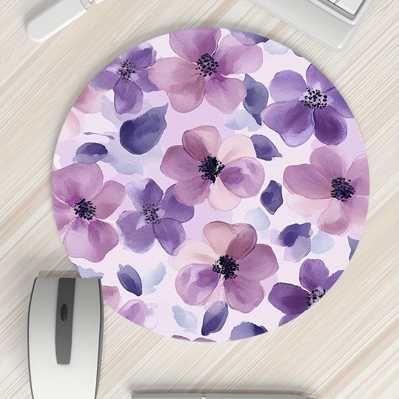 1pc Purple Floral Round Mouse  – Tech Table Accessories recenzja i cena