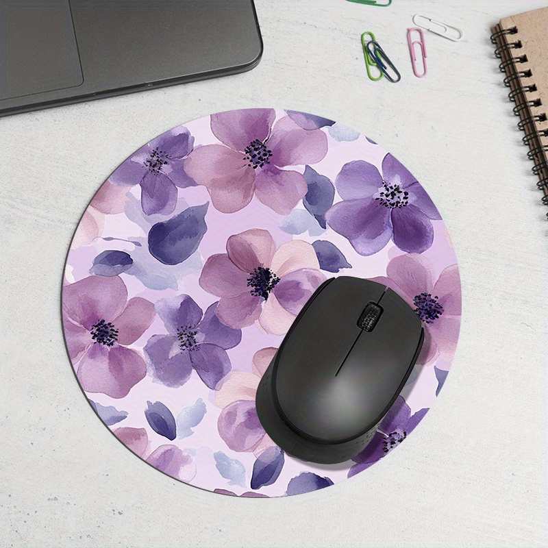 1pc Purple Floral Round Mouse  – Tech Table Accessories recenzja i cena