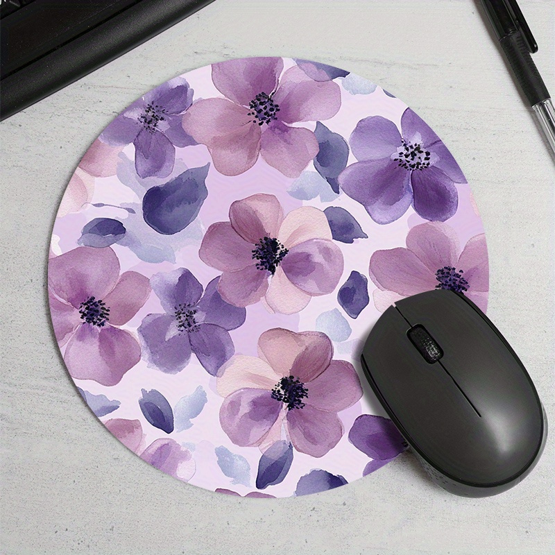 1pc Purple Floral Round Mouse  – Tech Table Accessories recenzja i cena