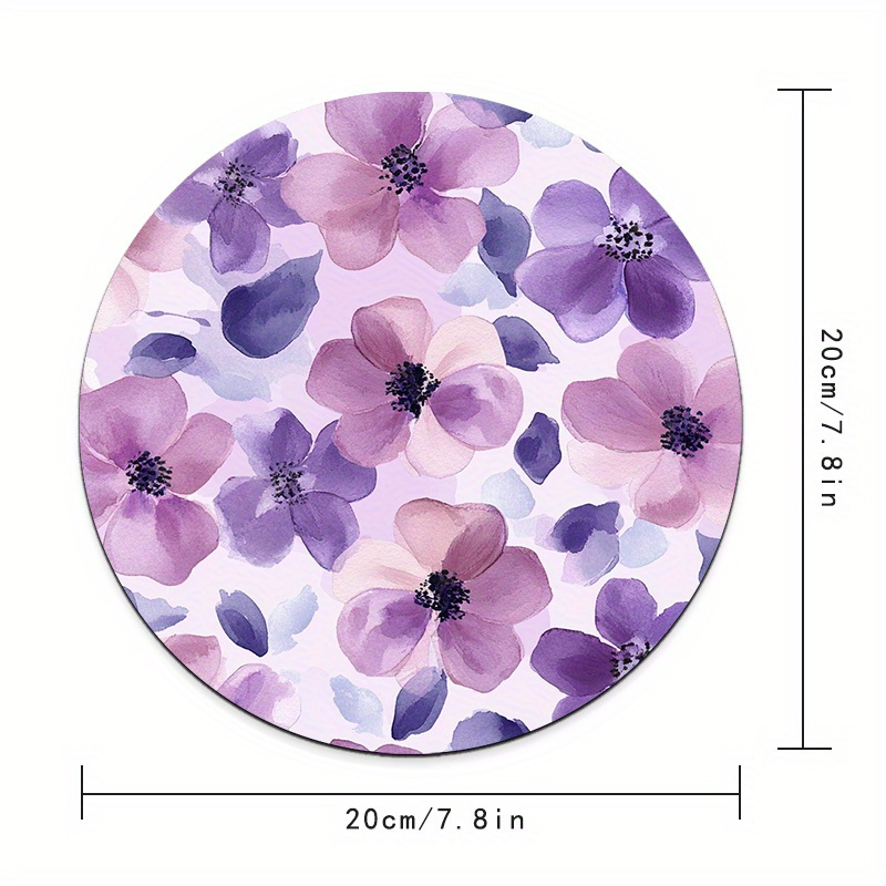 1pc Purple Floral Round Mouse  – Tech Table Accessories recenzja i cena